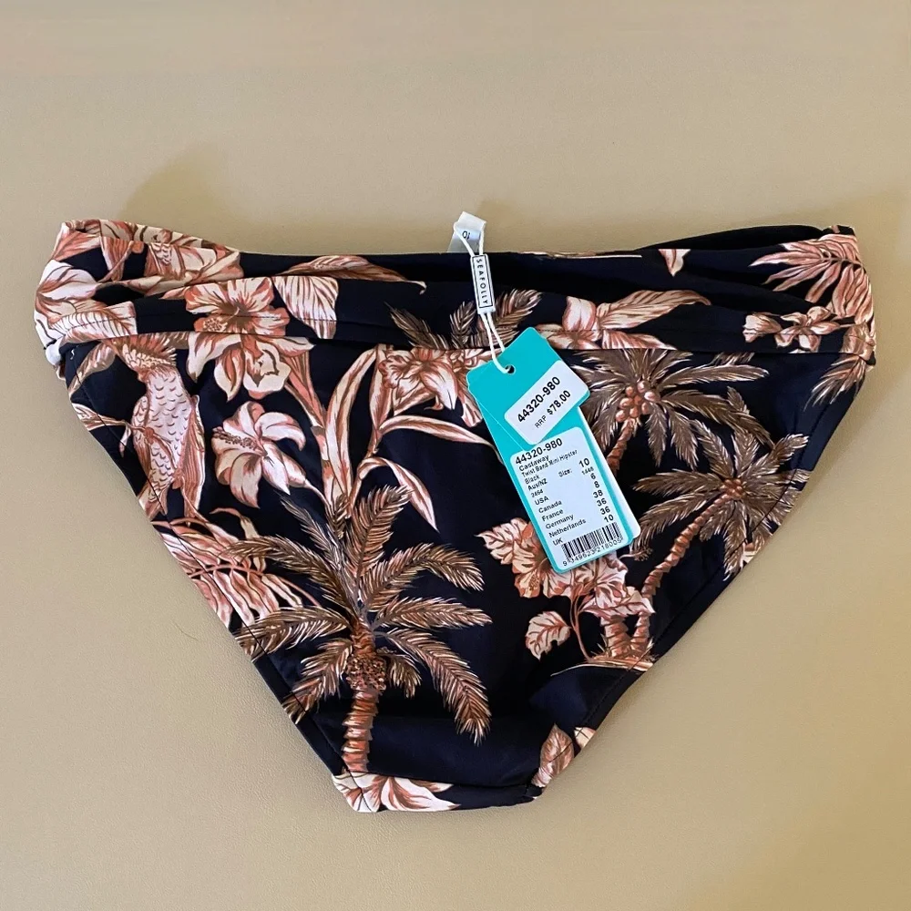 SEAFOLLY Castaway Halter Bikini Top US12 & medium sized US6 Twist-Band Hipster